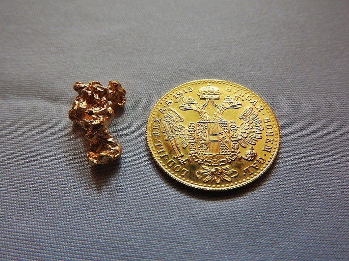 gold nugget and gold coin