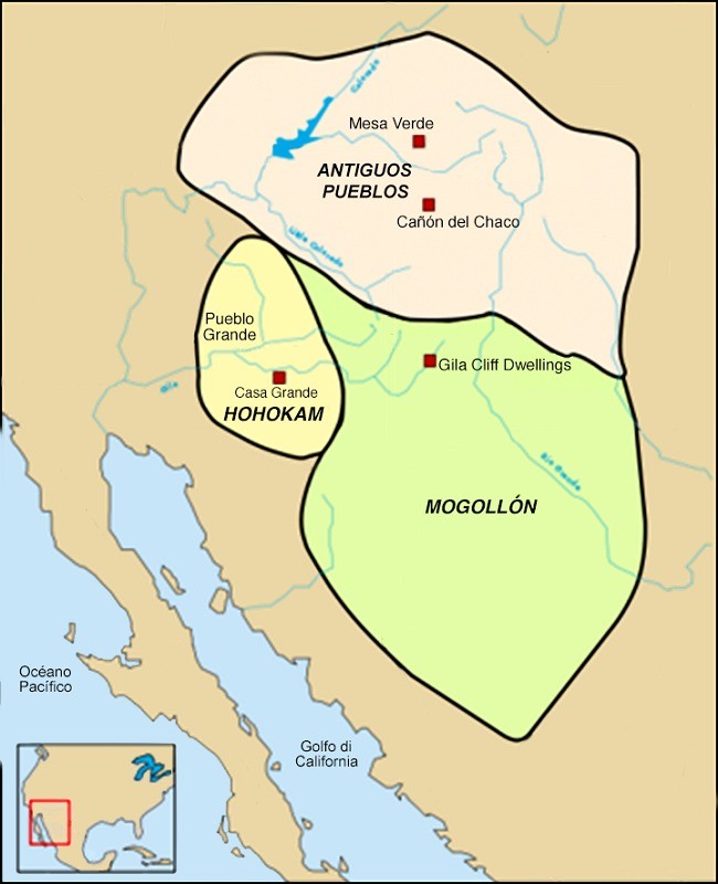 Map of the cultures of Oasisamerica, created by Yuchitown, work derived from Tceditwiki.