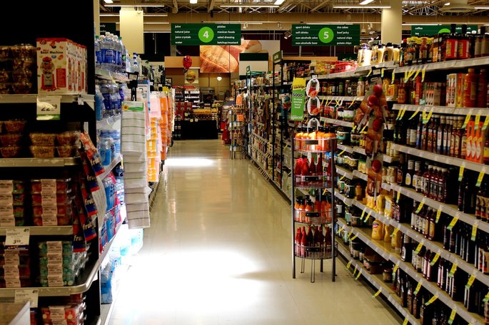 supermarket shelves