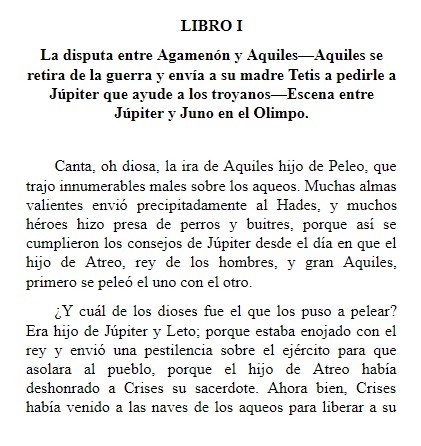 digital text- fragment of Homer's Iliad